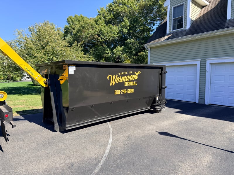 20 yard dumpster for home cleanout project in Plymouth, MA
