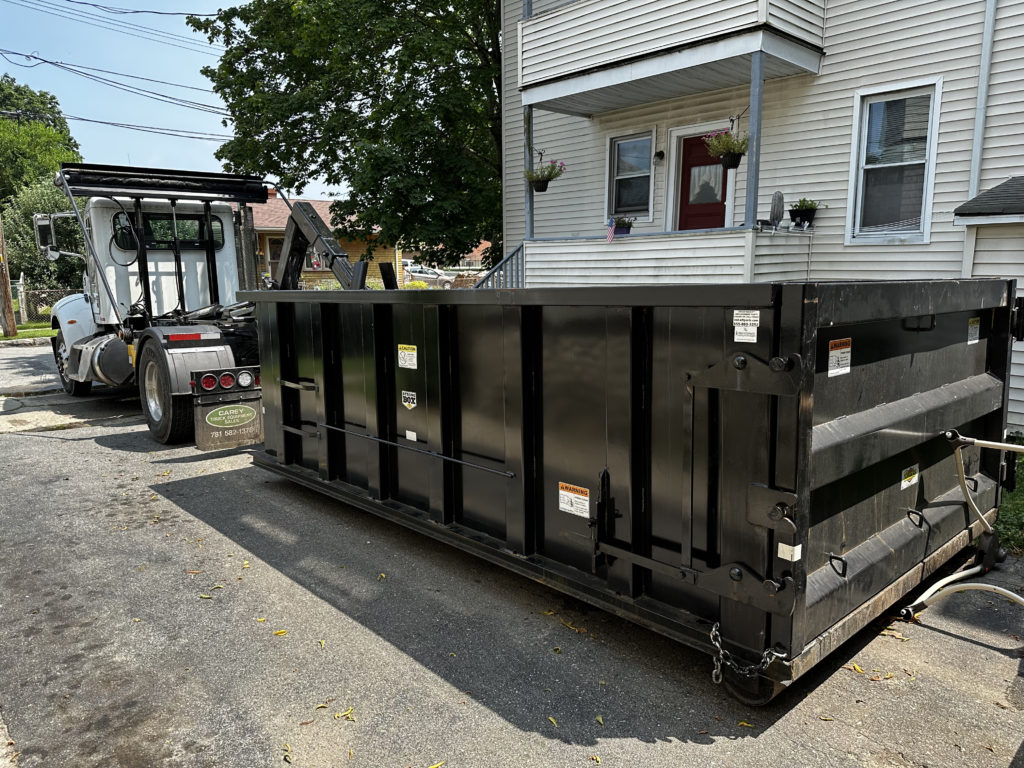 15 Yard Dumpster Placed in a driveway in New Bedford, Ma